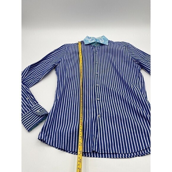 Zaatxchi Collezione Striped Long Sleeve Blue For Men Size Medium - Picture 7 of 15